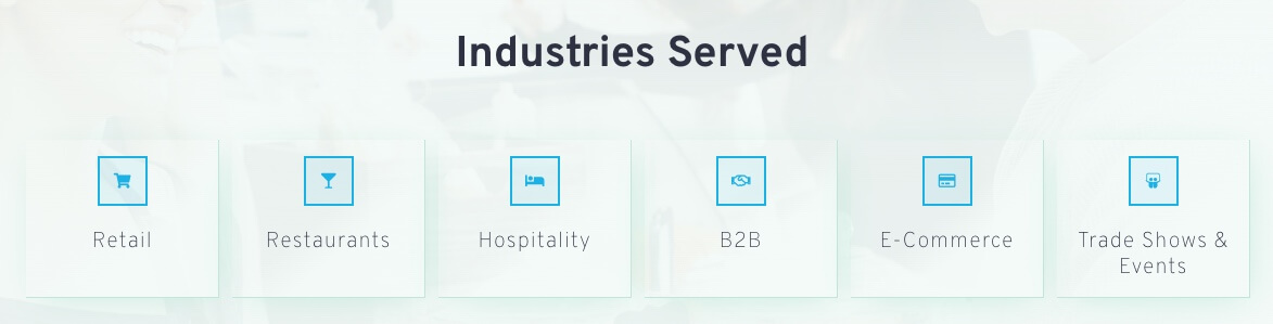 Screenshot from Merchant One Payment Solitions of the industries they serve