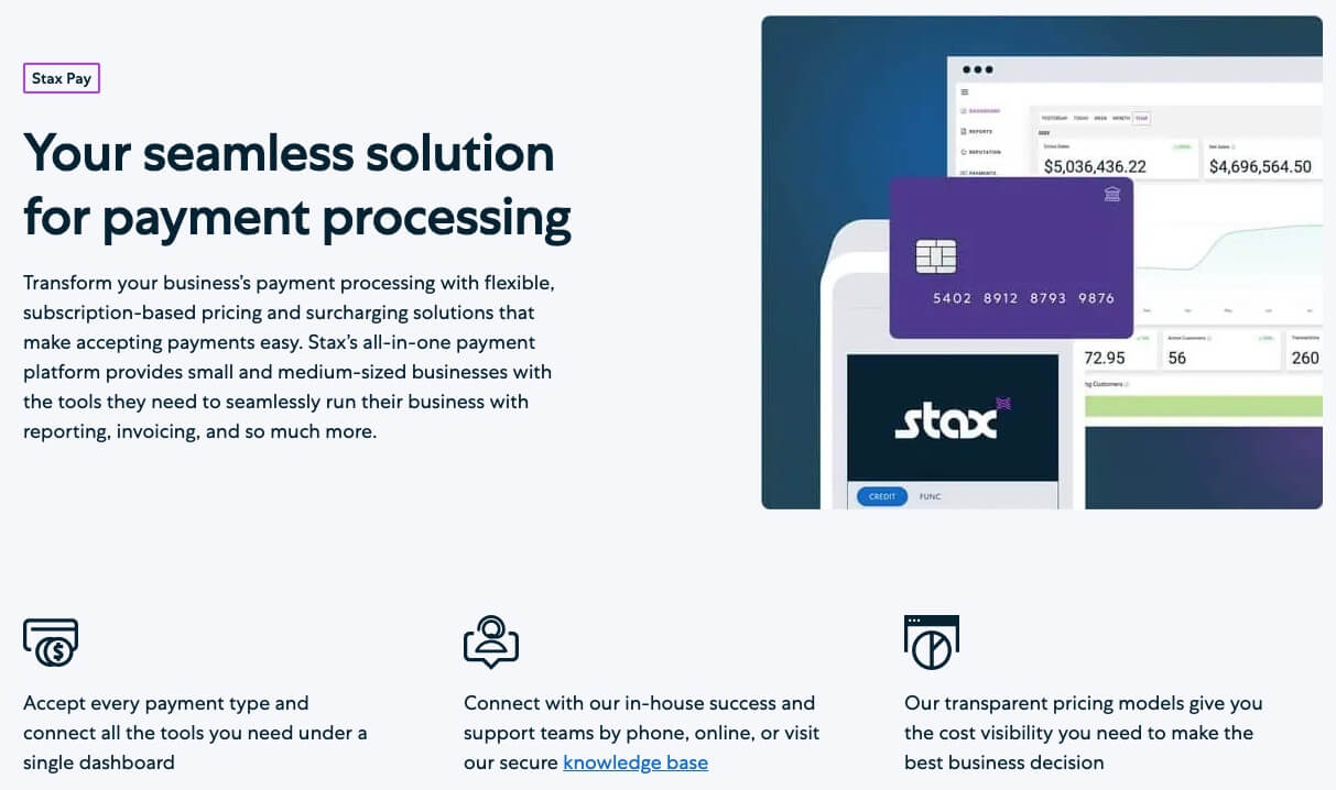 screenshot of Stax Pay's offering by Stax Payment Solutions